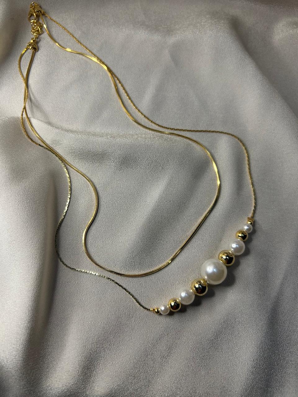 Colar Duo Glamour com Detalhes em Pérola