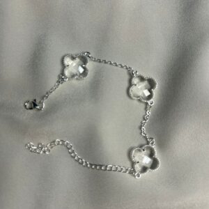 Pulseira Trevos de Cristal Folheada a Prata